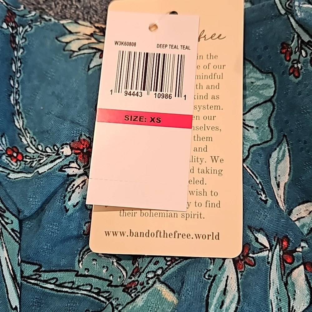 Band Of The  Free B.O.G. Collective,NWT, Celene Teal Floral Layered Skirt,XS